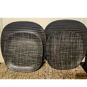 4 Calvin Klein Khaki Collection Graffiti Charcoal ~ 2 Dinner, 2 Salad plates HTF